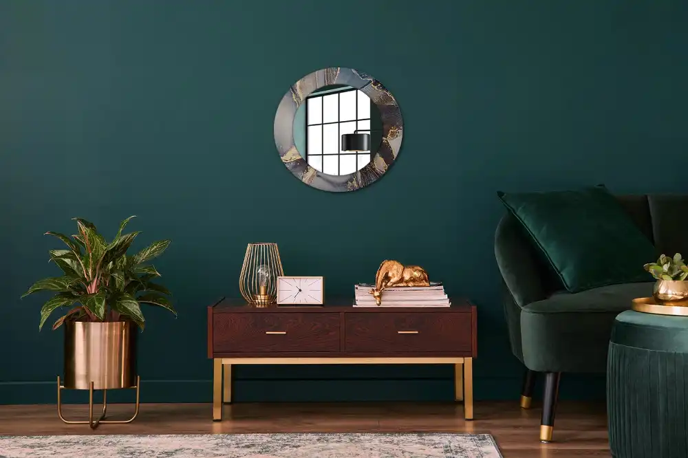 Miroir rond cadre imprimé peintures abstraites