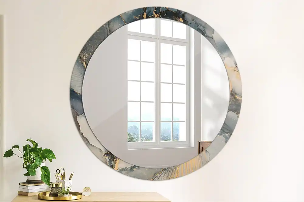 Miroir rond cadre imprimé peintures abstraites