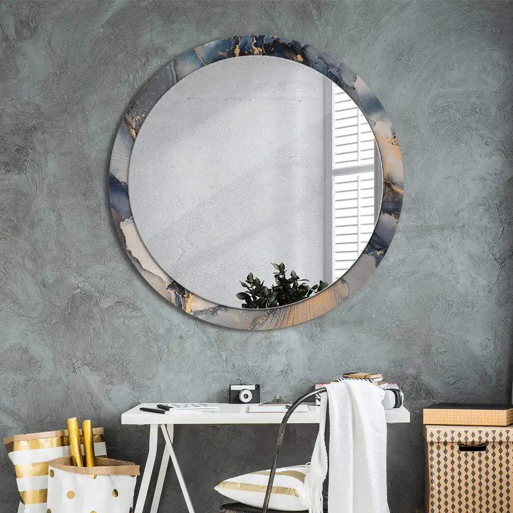 Miroir rond cadre imprimé peintures abstraites