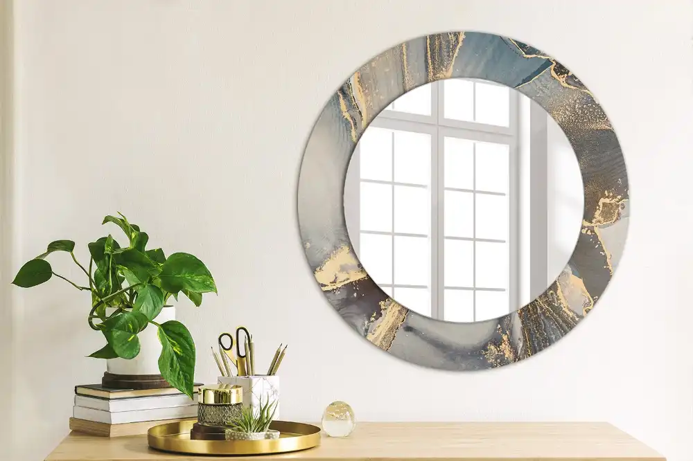 Miroir rond cadre imprimé peintures abstraites