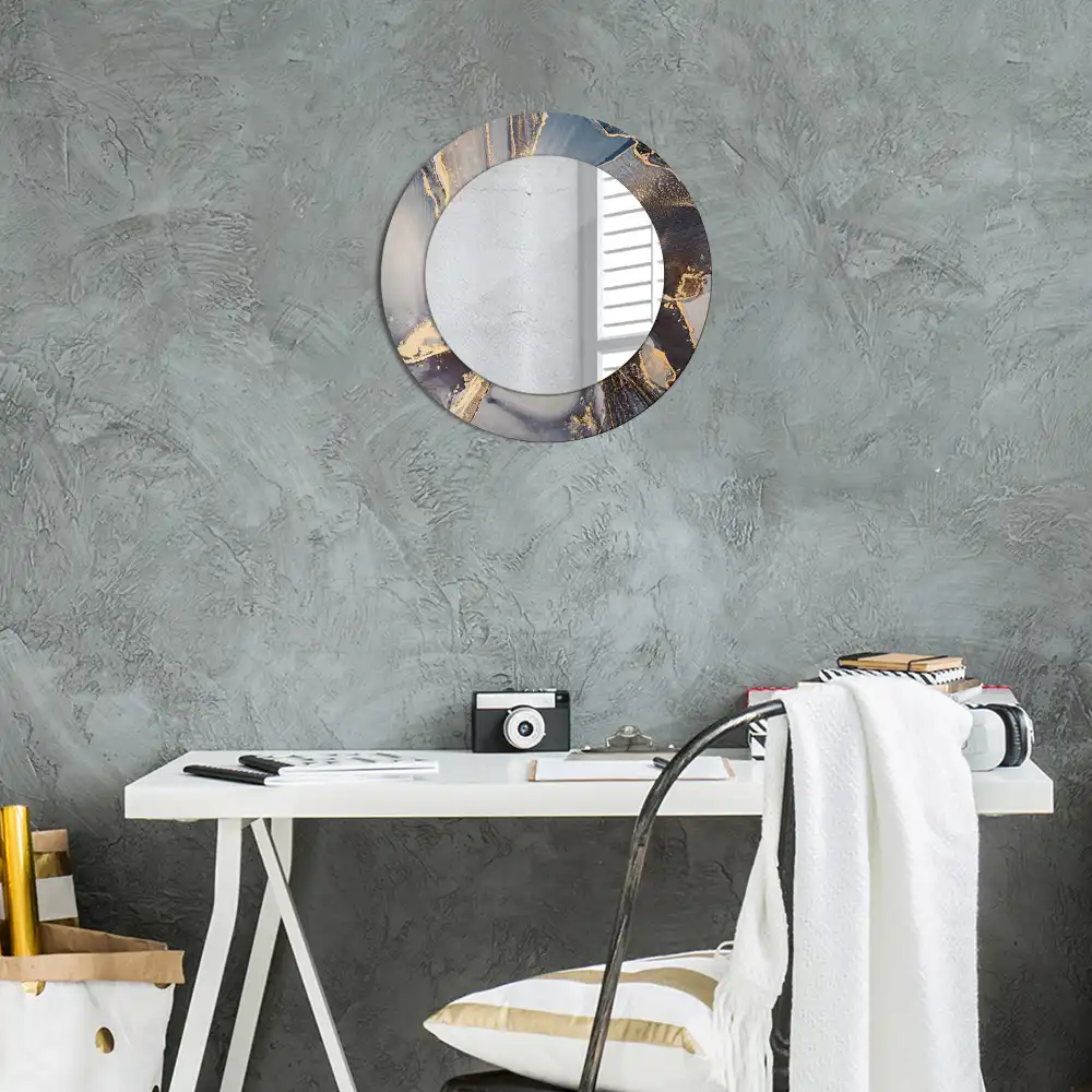 Miroir rond cadre imprimé peintures abstraites
