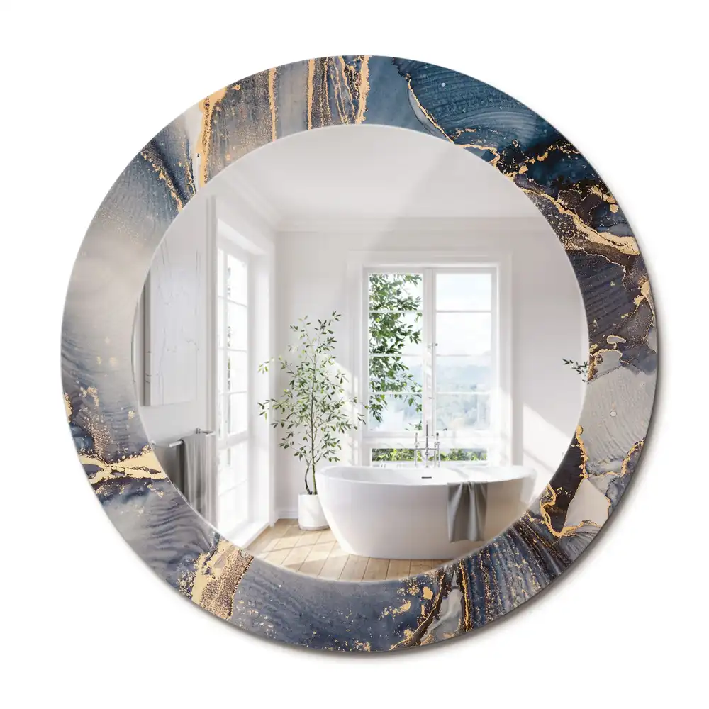 Miroir rond cadre imprimé peintures abstraites