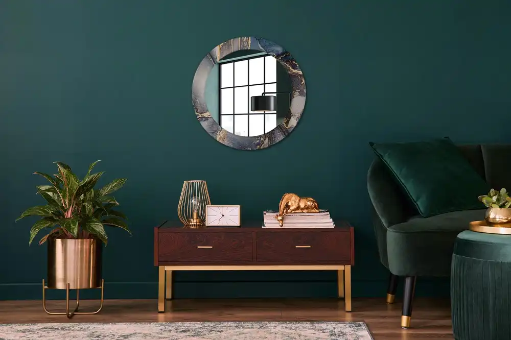 Miroir rond cadre imprimé peintures abstraites