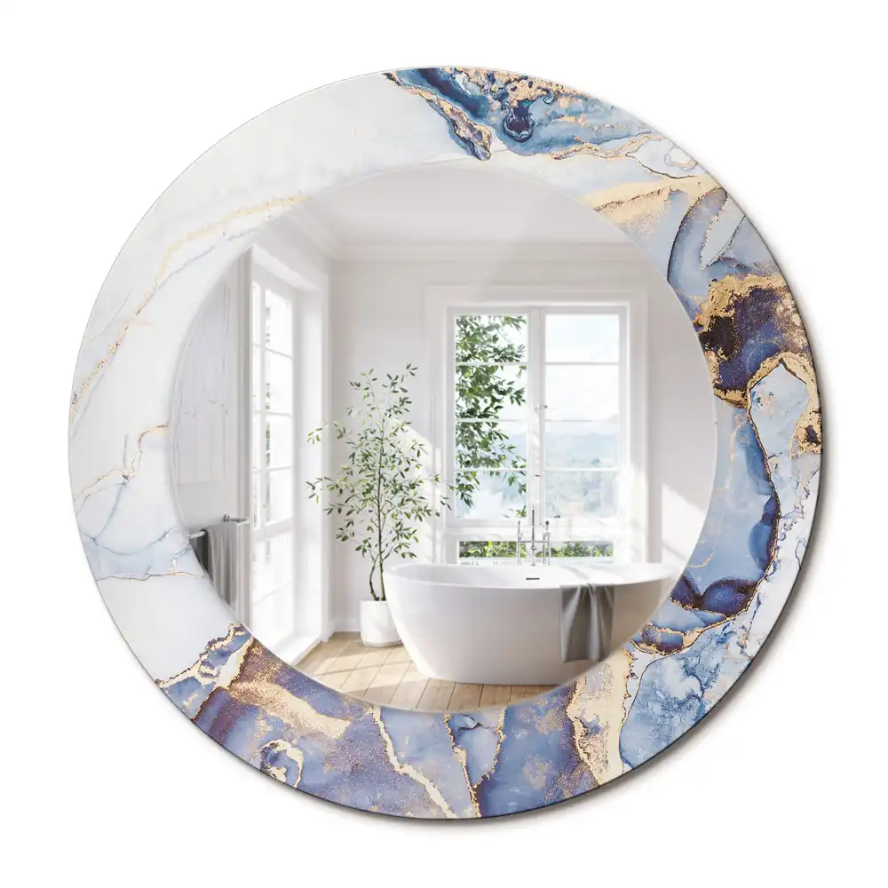 Miroir rond avec décoration art abstrait