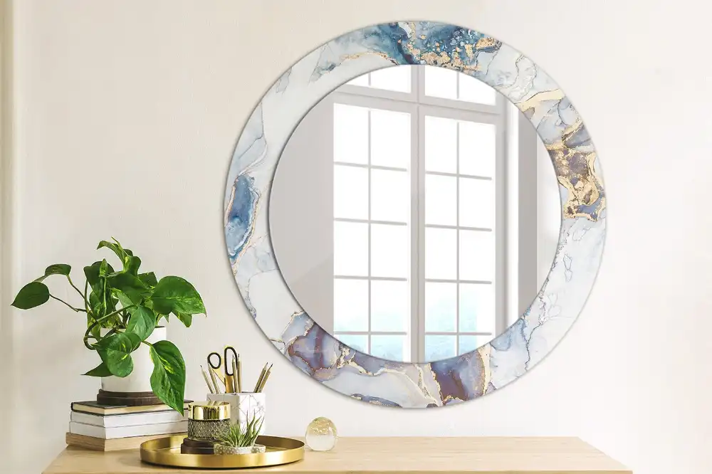 Miroir rond avec décoration art abstrait