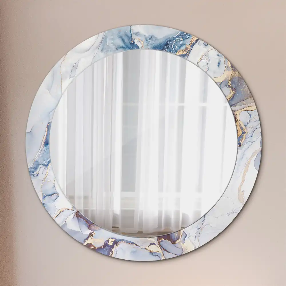 Miroir rond avec décoration art abstrait