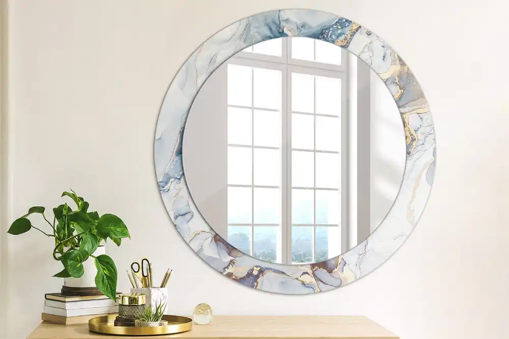 Miroir rond avec décoration art abstrait