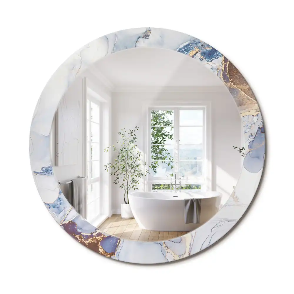 Miroir rond avec décoration art abstrait