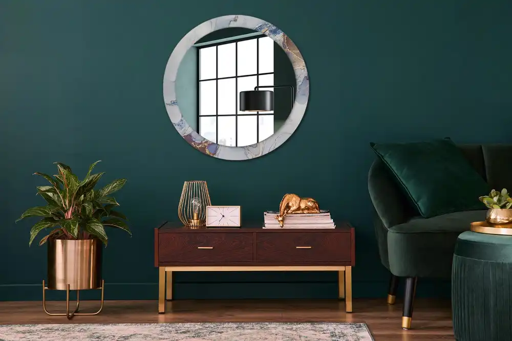 Miroir rond avec décoration art abstrait
