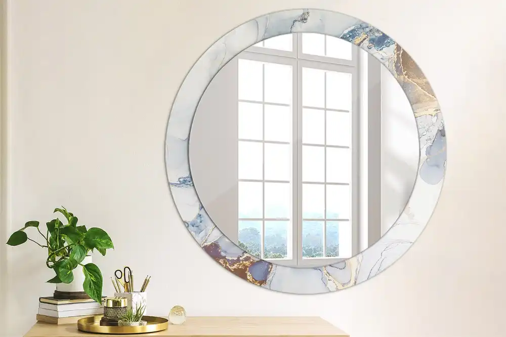 Miroir rond avec décoration art abstrait