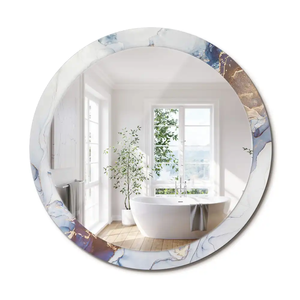 Miroir rond avec décoration art abstrait