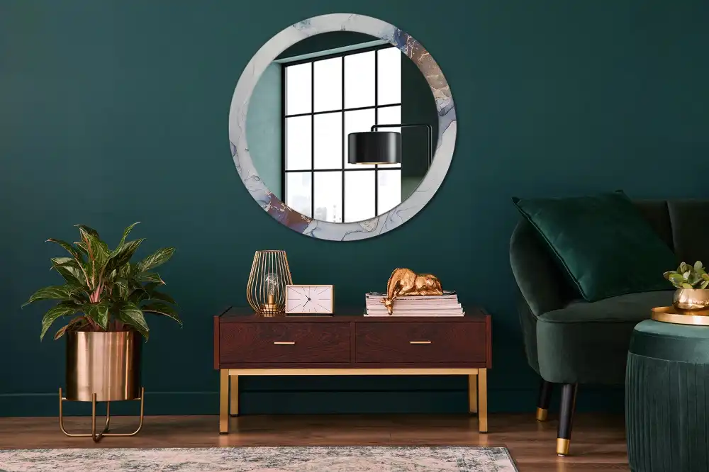 Miroir rond avec décoration art abstrait