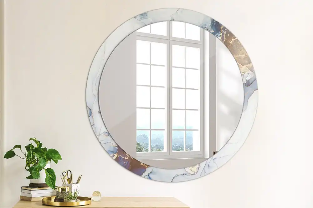 Miroir rond avec décoration art abstrait