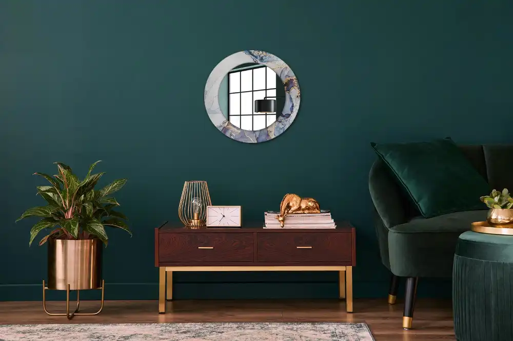 Miroir rond avec décoration art abstrait