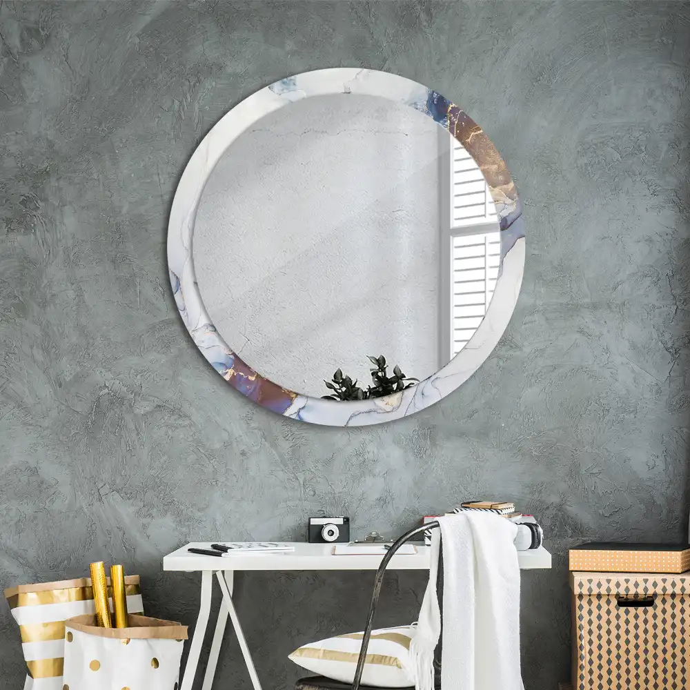 Miroir rond avec décoration art abstrait