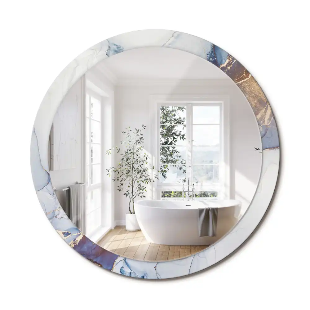 Miroir rond avec décoration art abstrait
