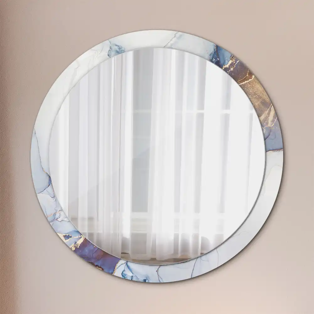 Miroir rond avec décoration art abstrait