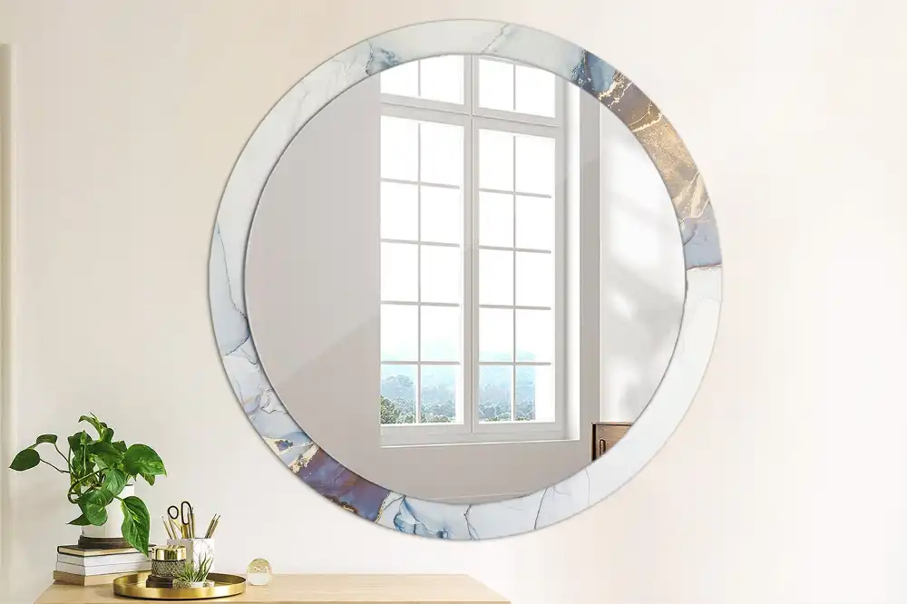 Miroir rond avec décoration art abstrait