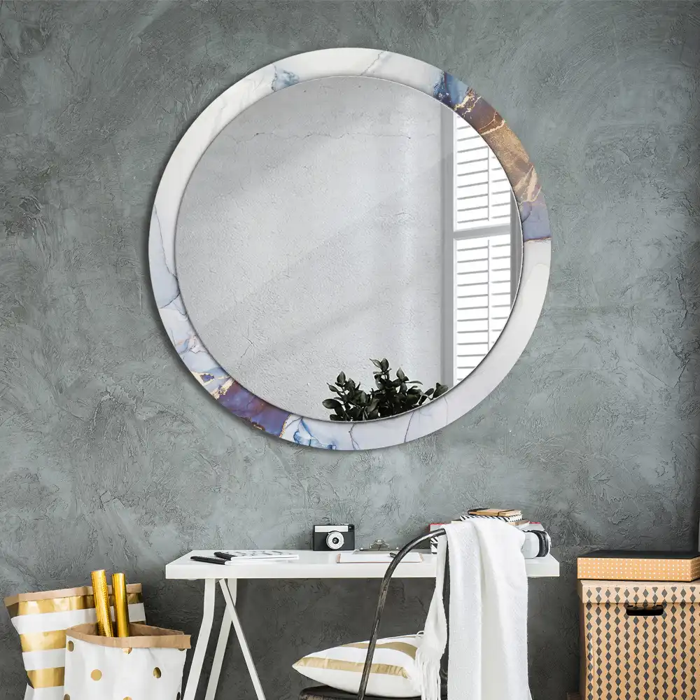 Miroir rond avec décoration art abstrait