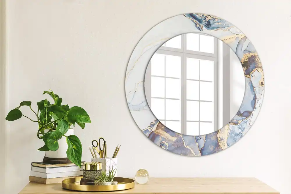 Miroir rond avec décoration art abstrait