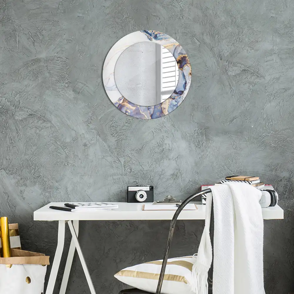 Miroir rond avec décoration art abstrait