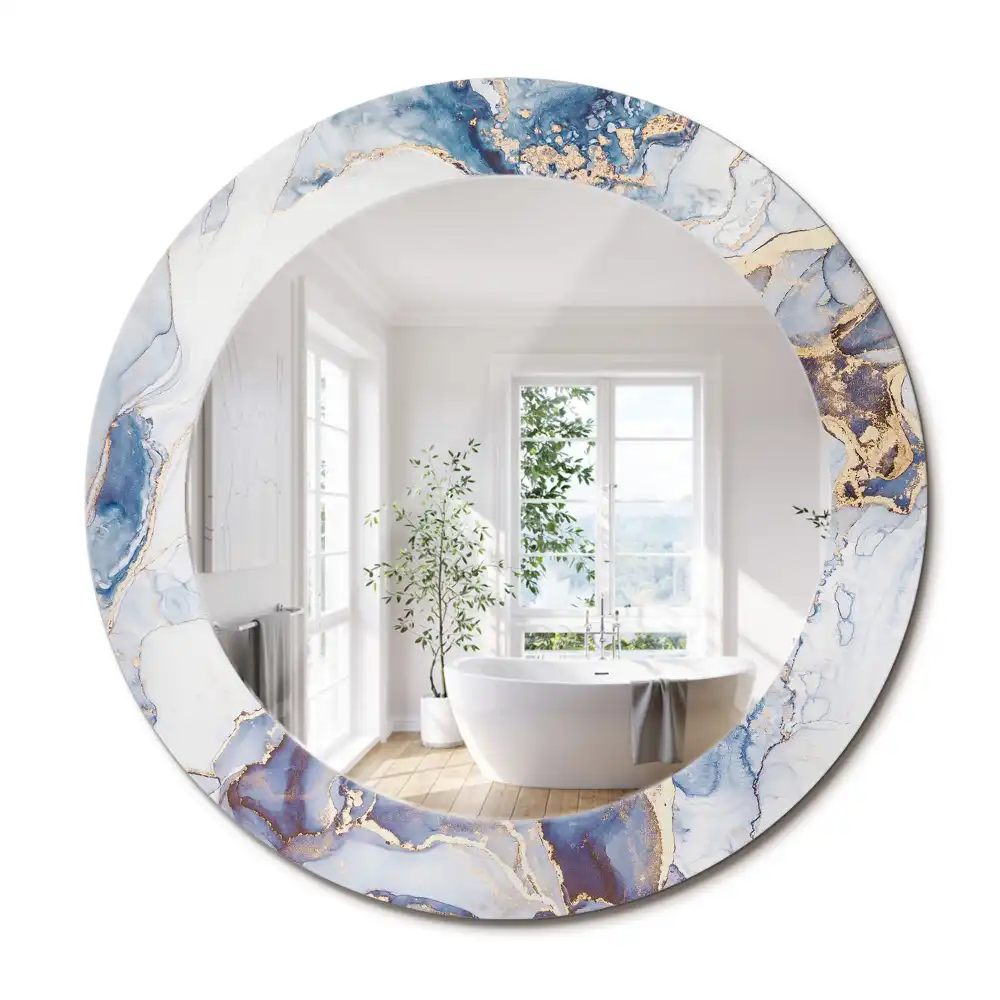 Miroir rond avec décoration art abstrait