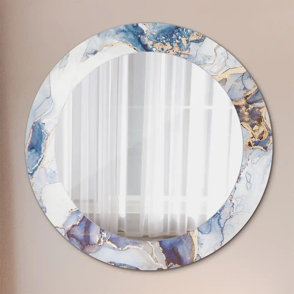 Miroir rond avec décoration art abstrait