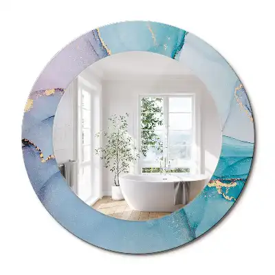 Miroir rond cadre imprimé fluide abstrait