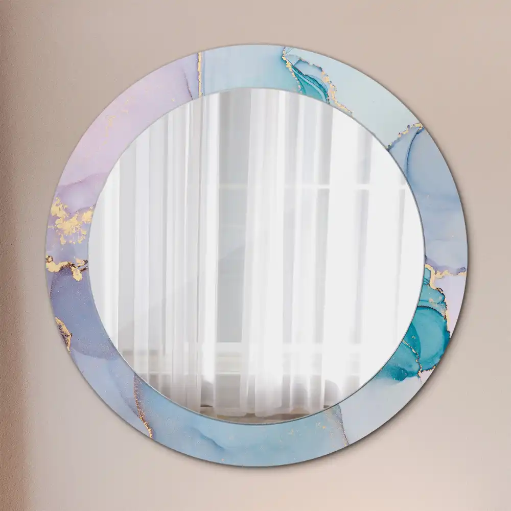 Miroir rond cadre imprimé fluide abstrait