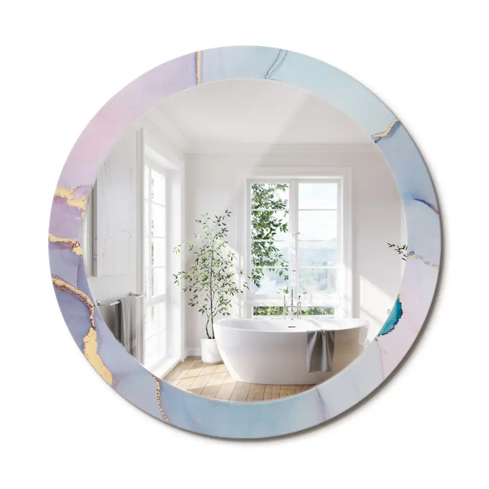Miroir rond cadre imprimé fluide abstrait