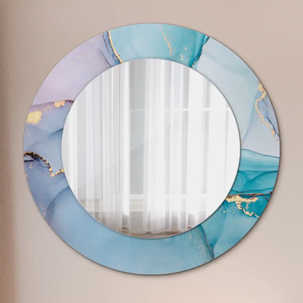 Miroir rond cadre imprimé fluide abstrait