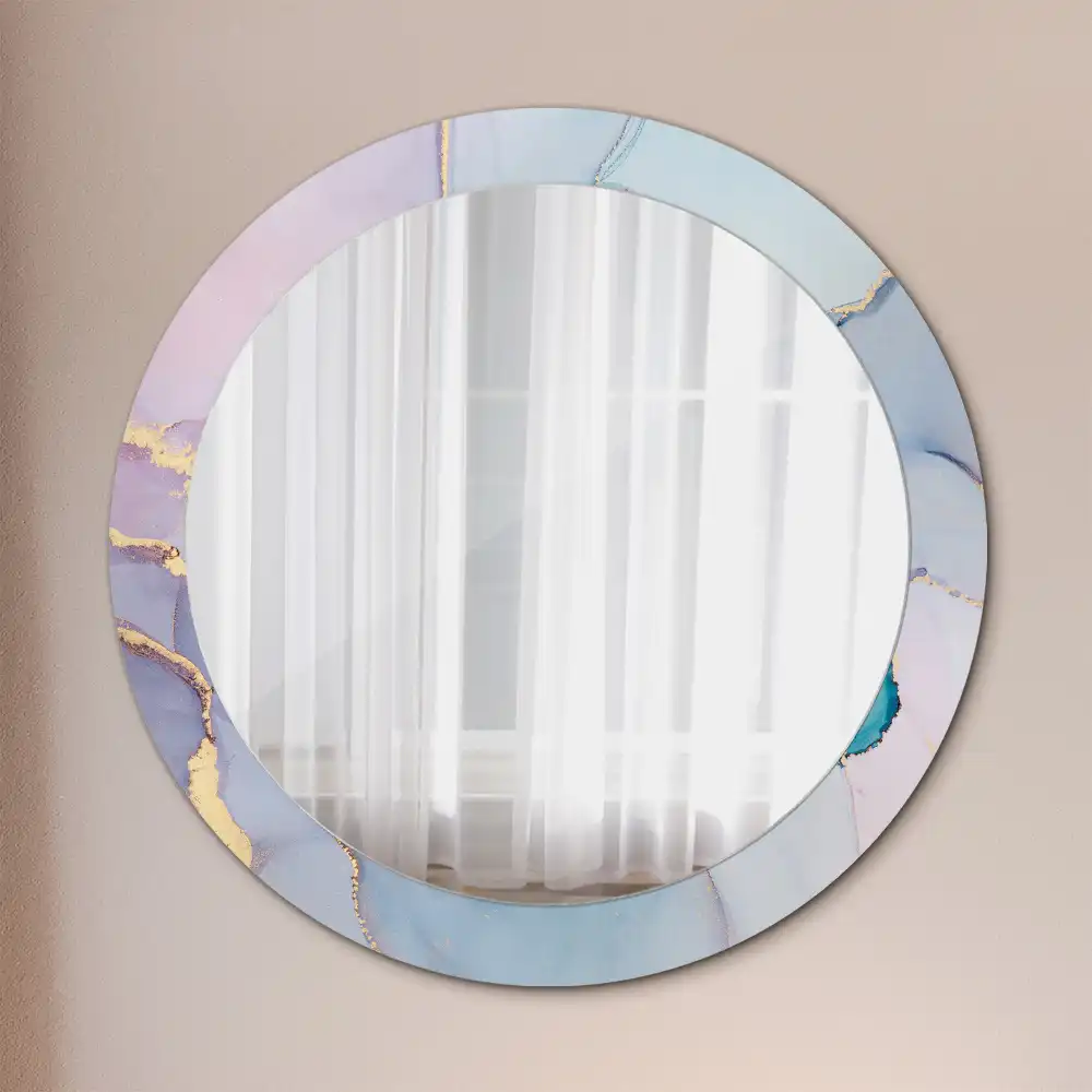 Miroir rond cadre imprimé fluide abstrait
