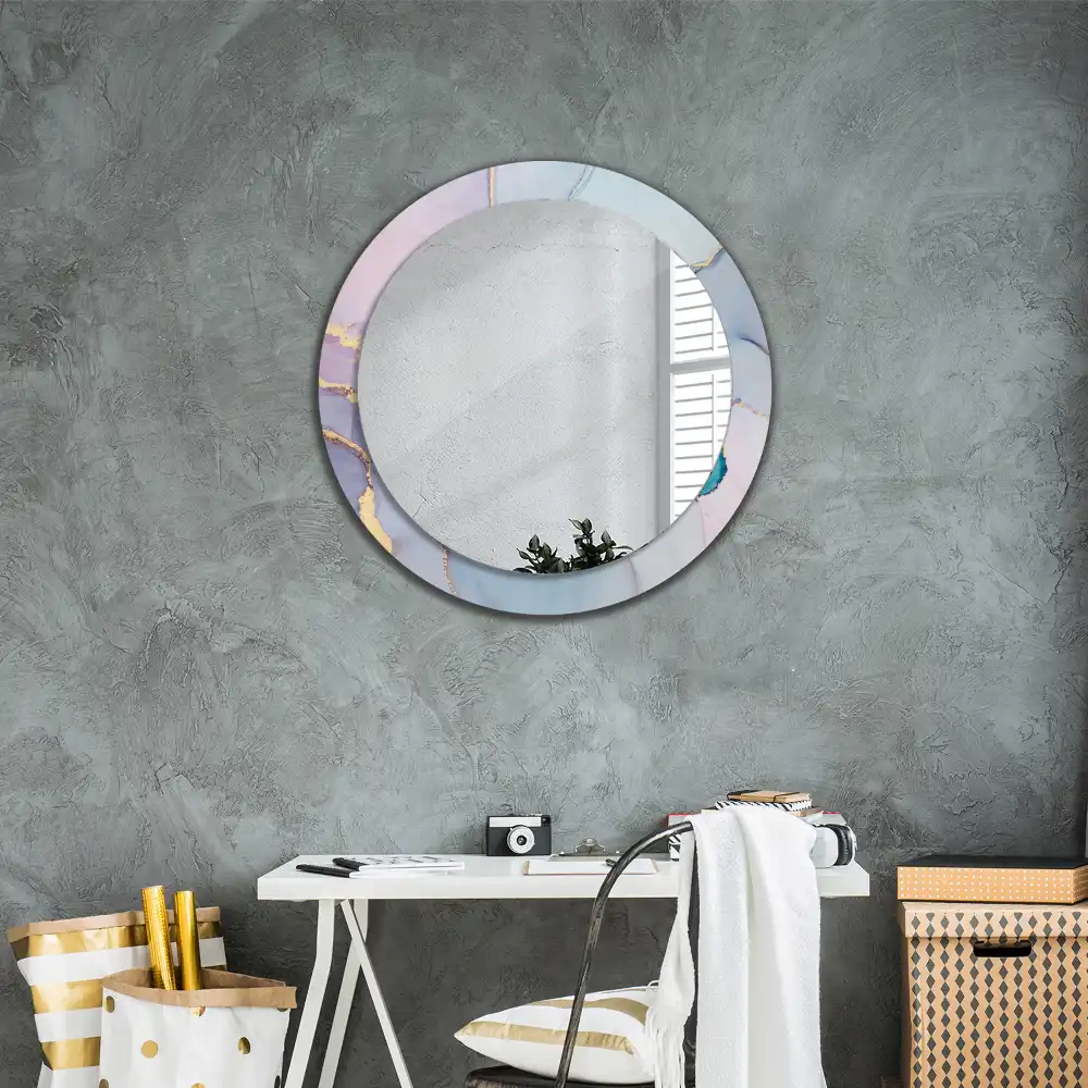Miroir rond cadre imprimé fluide abstrait