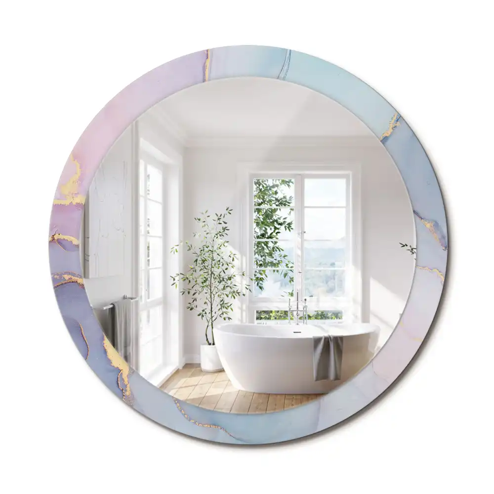 Miroir rond cadre imprimé fluide abstrait
