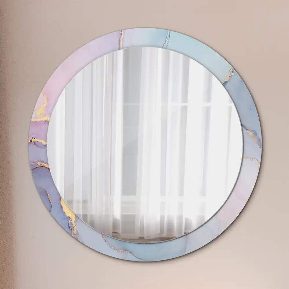 Miroir rond cadre imprimé fluide abstrait