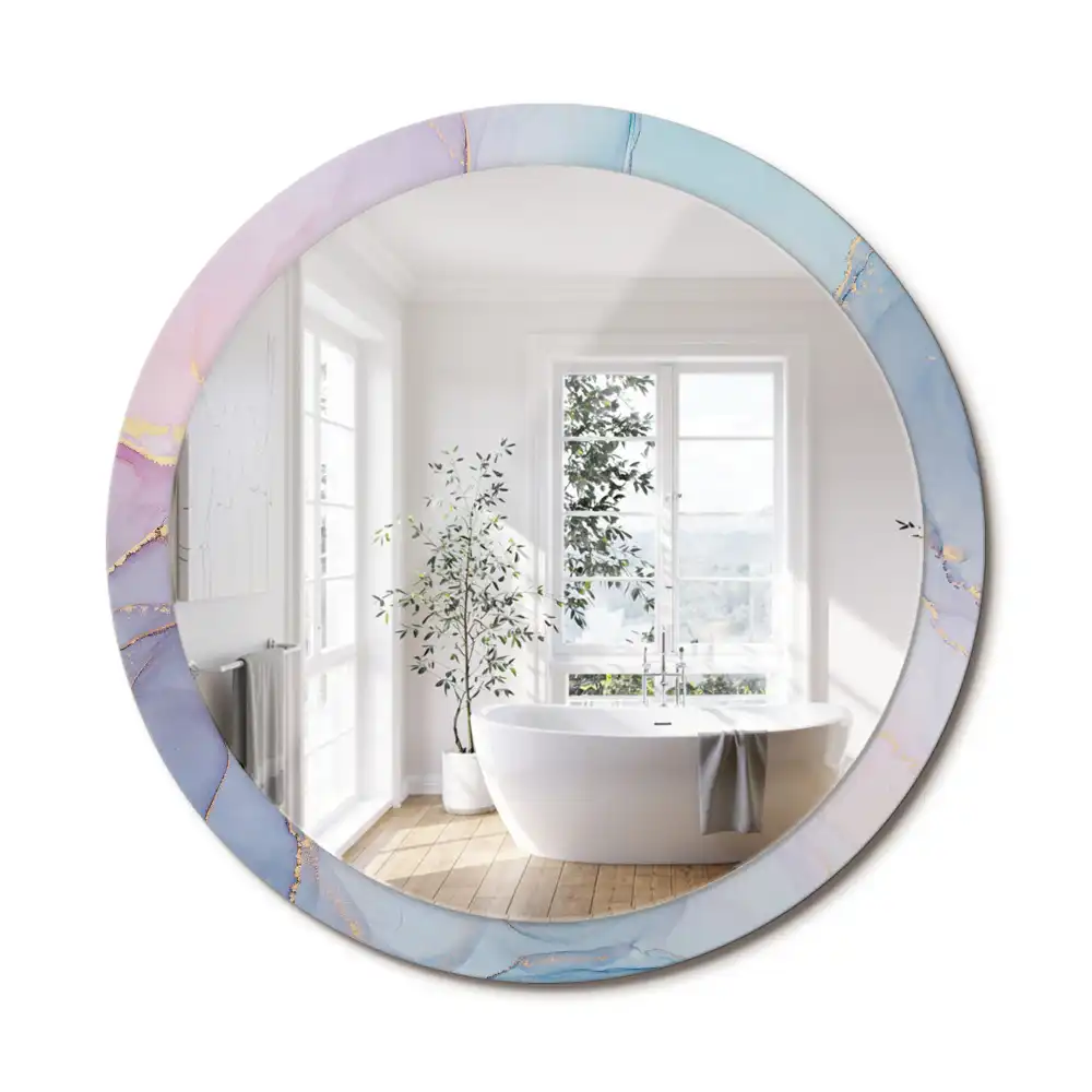 Miroir rond cadre imprimé fluide abstrait