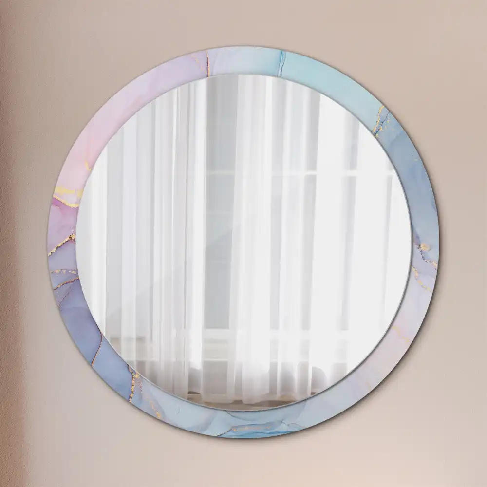 Miroir rond cadre imprimé fluide abstrait