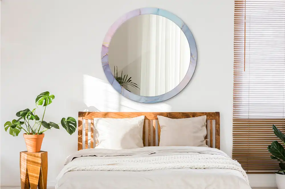 Miroir rond cadre imprimé fluide abstrait