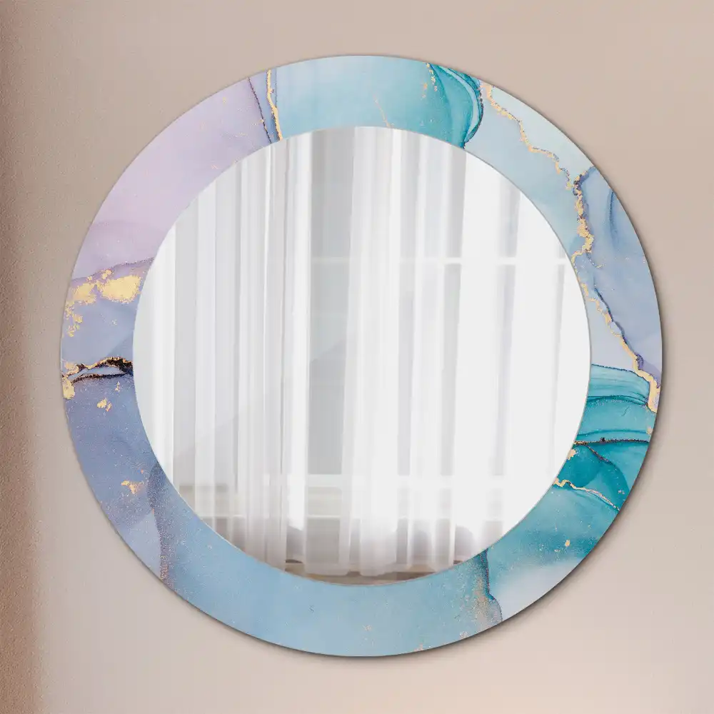 Miroir rond cadre imprimé fluide abstrait