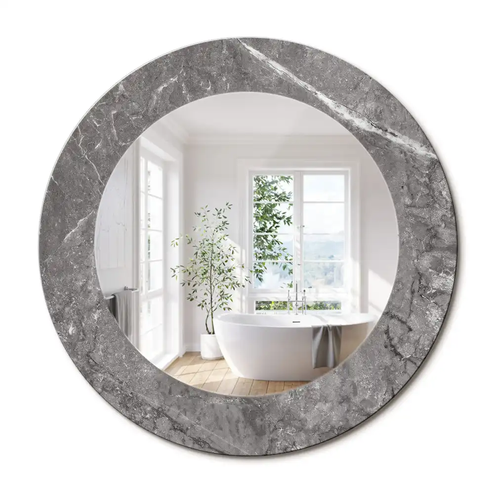 Miroir rond cadre imprimé marbre rustique