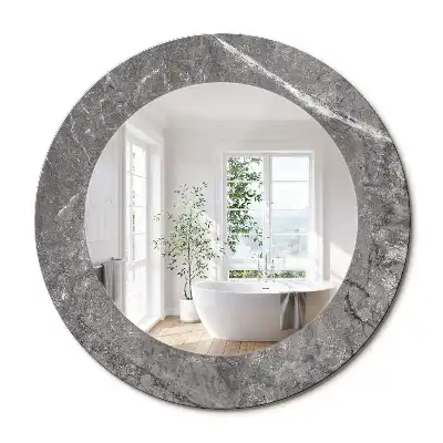 Miroir rond cadre imprimé marbre rustique