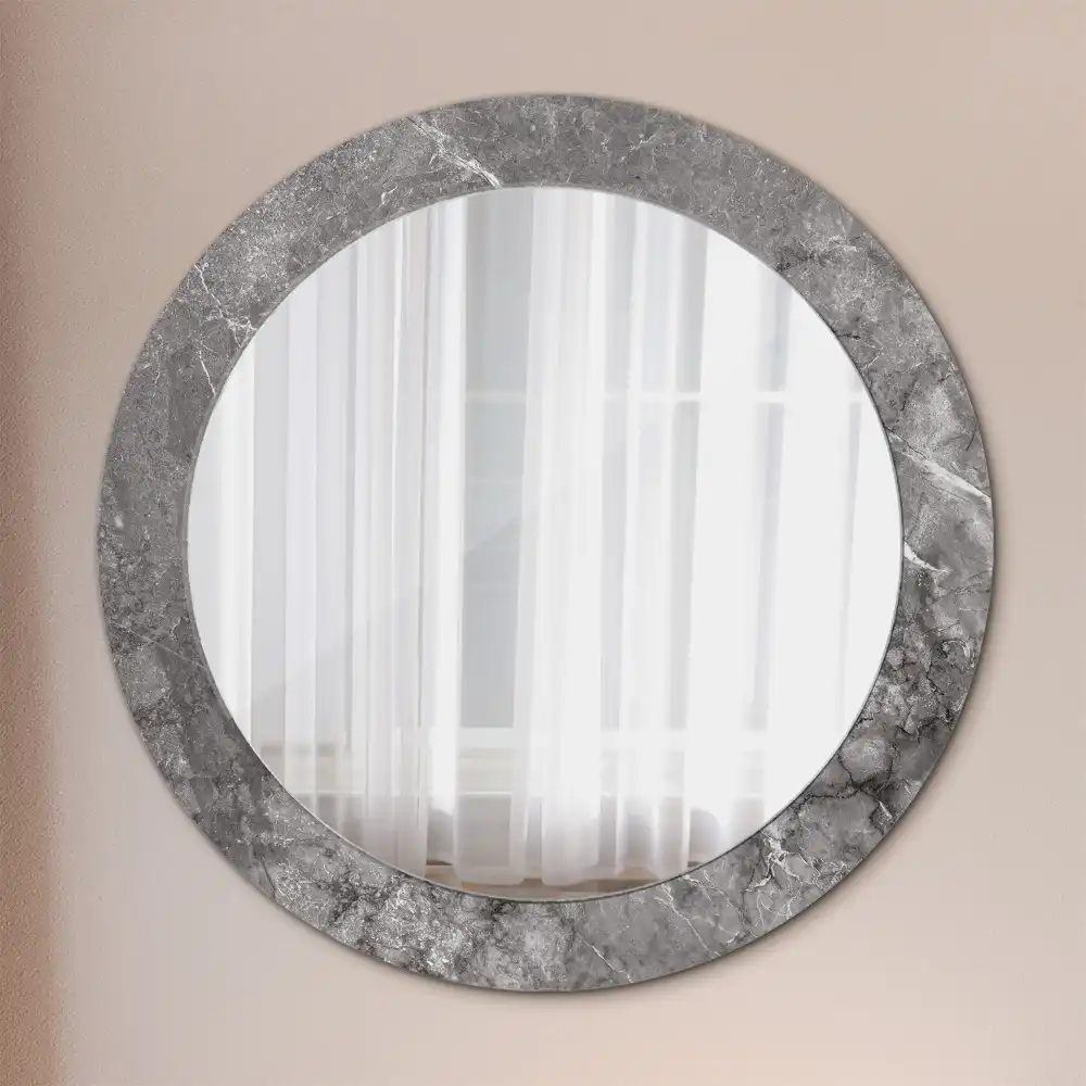 Miroir rond cadre imprimé marbre rustique