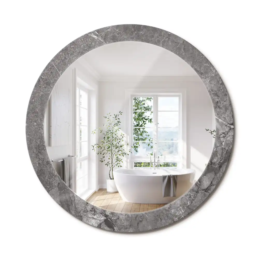Miroir rond cadre imprimé marbre rustique
