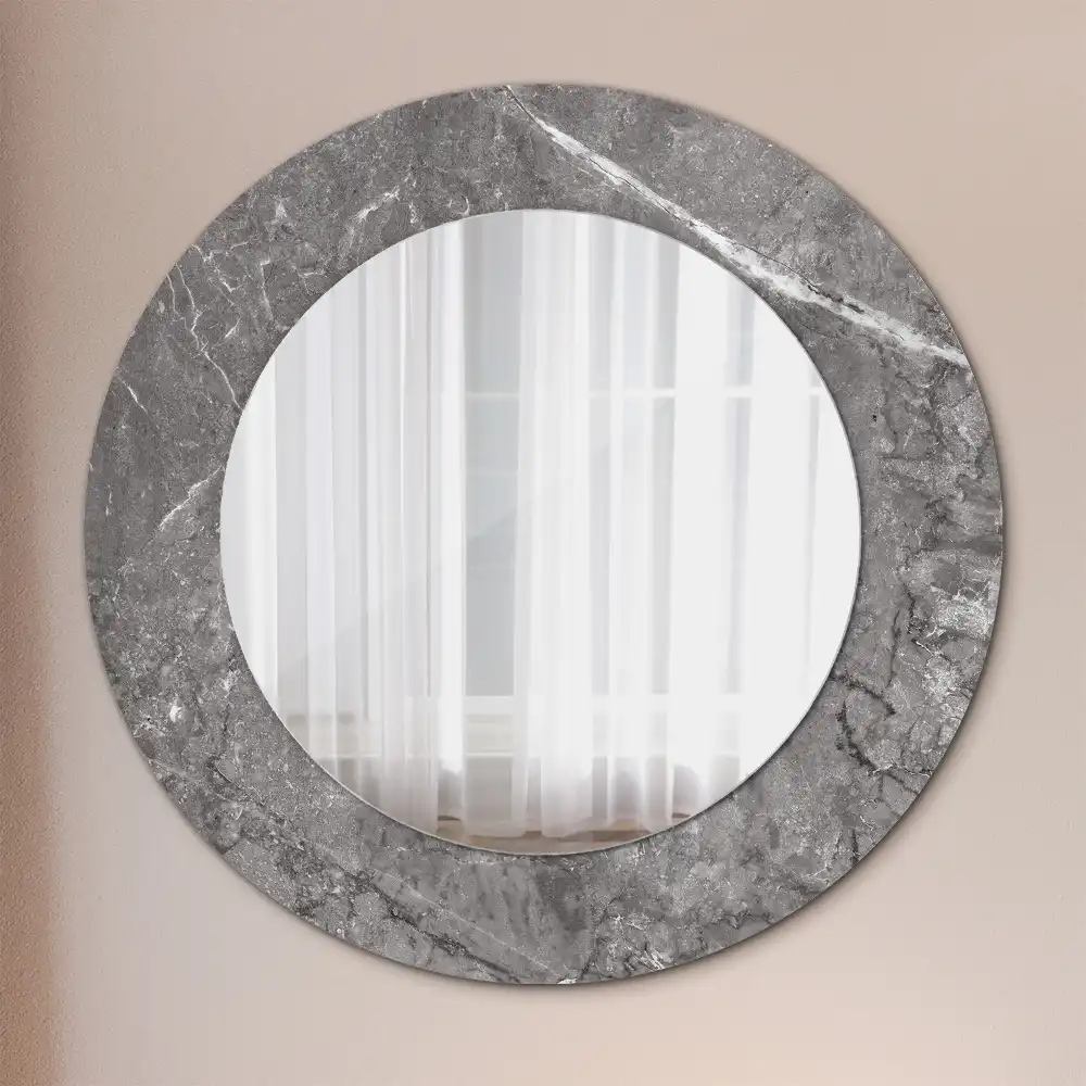 Miroir rond cadre imprimé marbre rustique