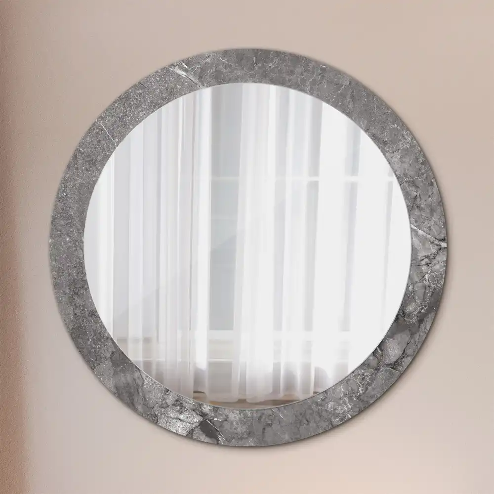 Miroir rond cadre imprimé marbre rustique
