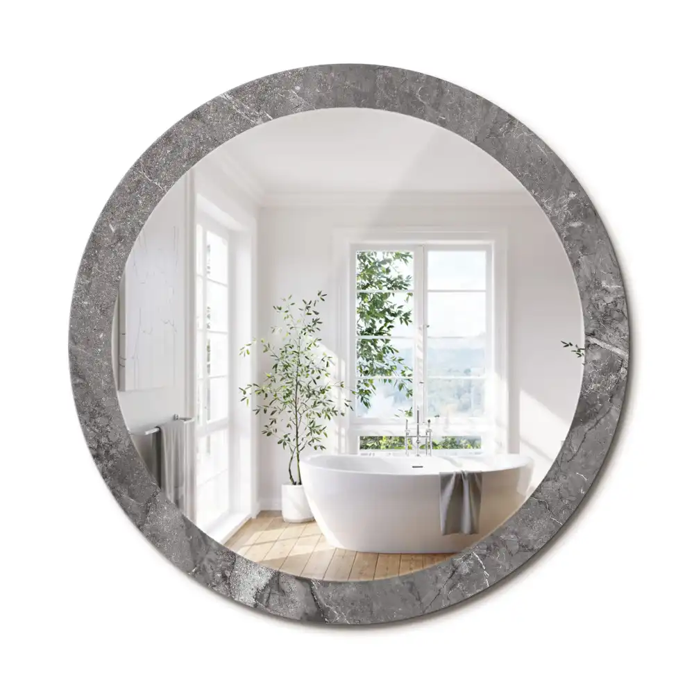 Miroir rond cadre imprimé marbre rustique