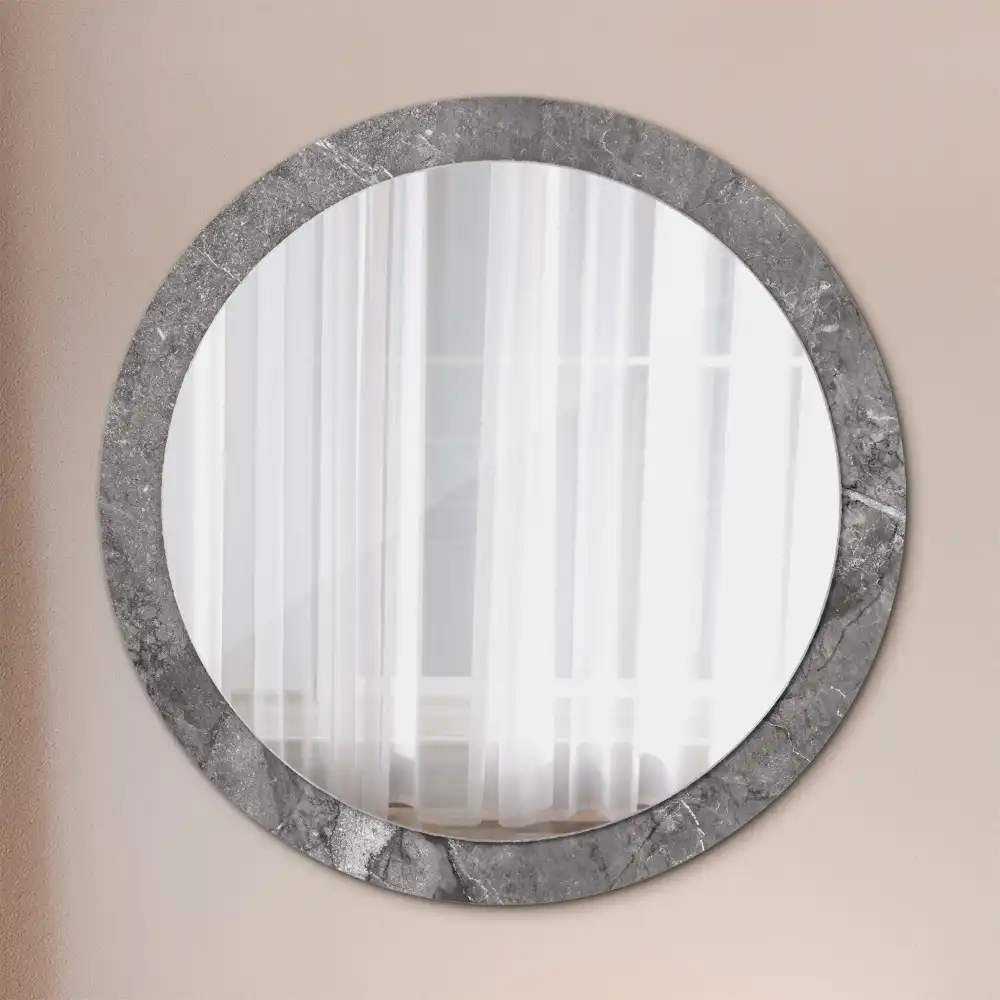Miroir rond cadre imprimé marbre rustique