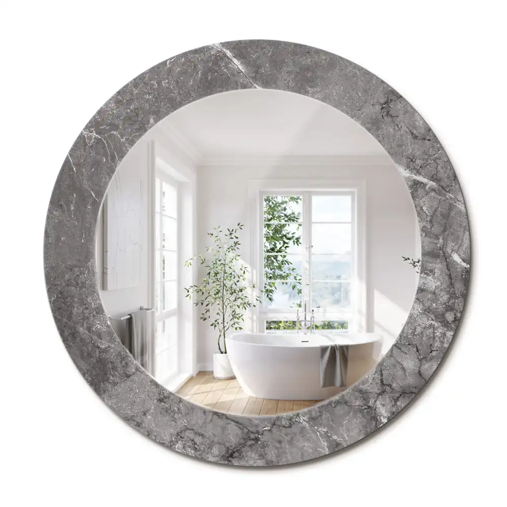 Miroir rond cadre imprimé marbre rustique