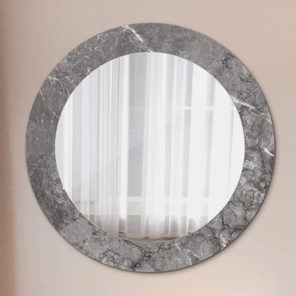 Miroir rond cadre imprimé marbre rustique