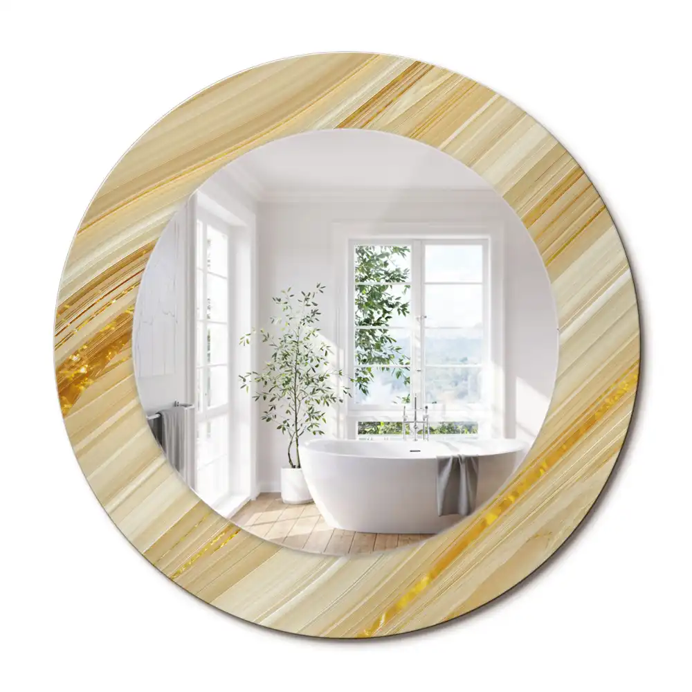 Miroir rond avec décoration motif abstrait